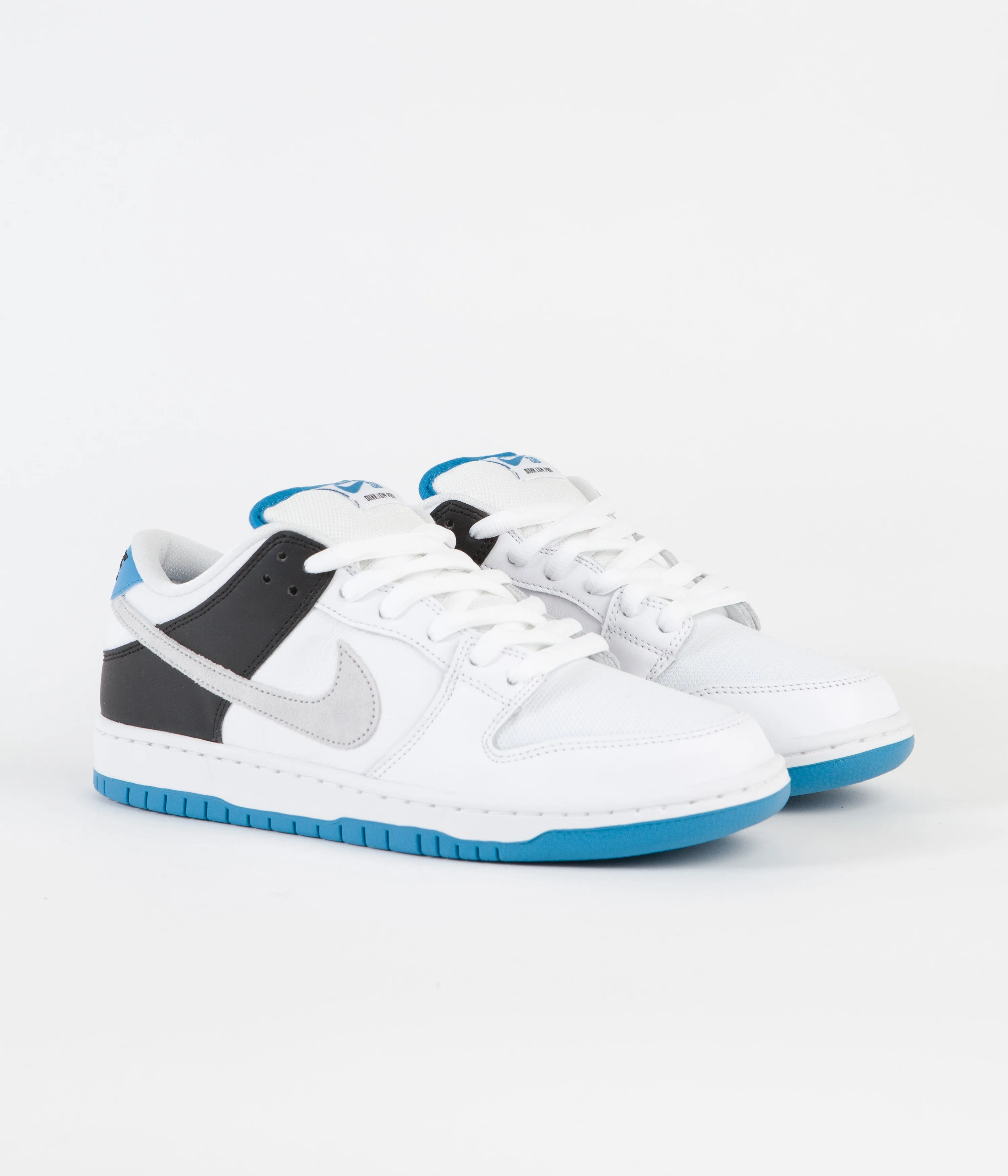 Nike SB Dunk Low Pro Shoes - White / Neutral Grey - Black - Laser Blue