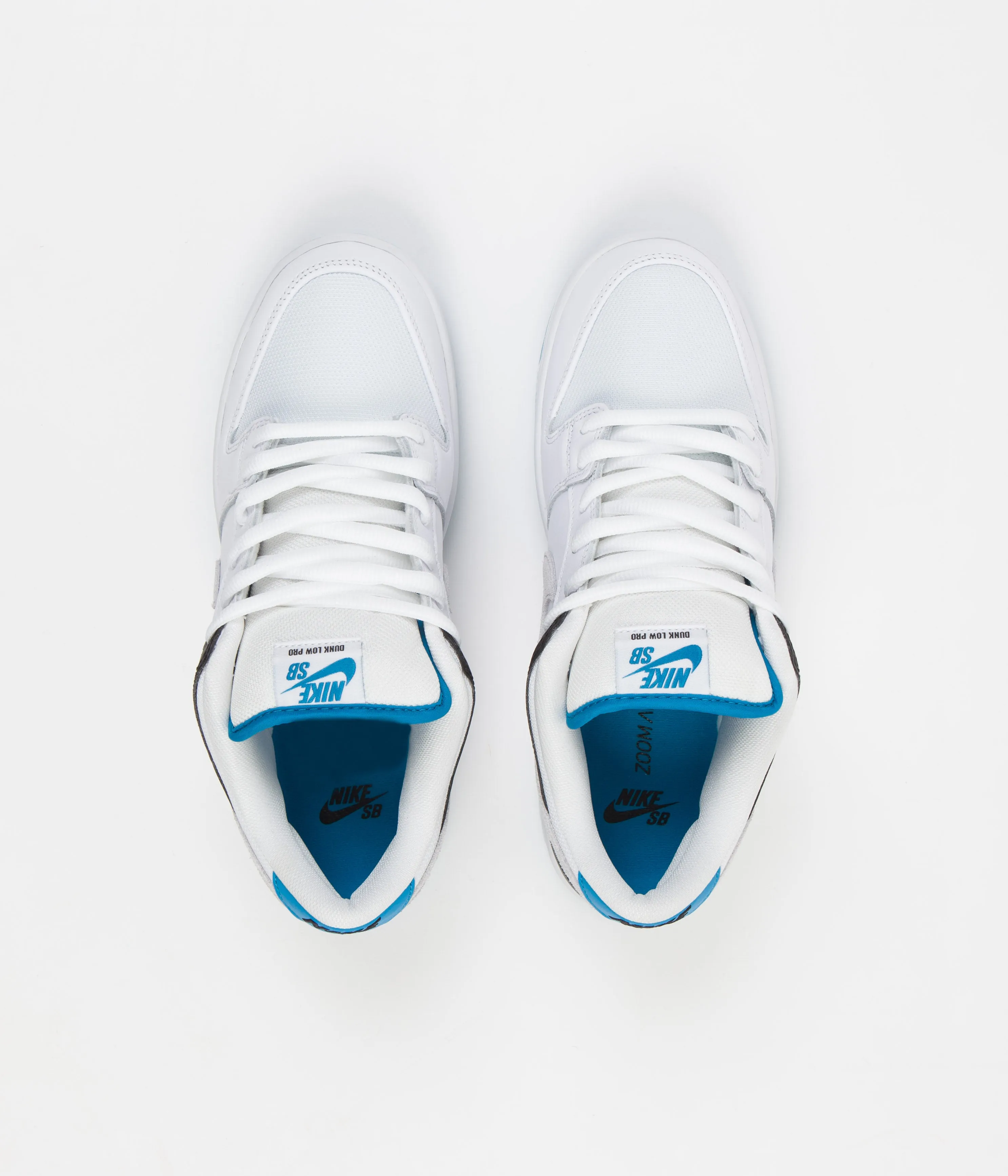 Nike SB Dunk Low Pro Shoes - White / Neutral Grey - Black - Laser Blue