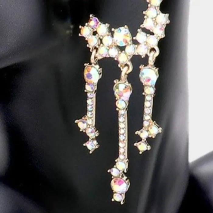 No. 5 Round Stone Embellished Evening Earrings