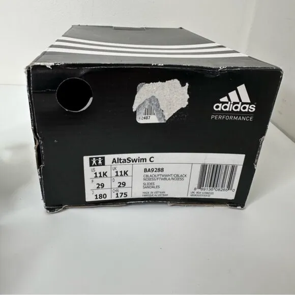 NWT Adidas kids Altaswim open toe sandals in Black size 11K
