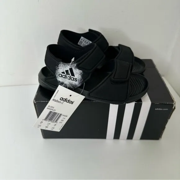 NWT Adidas kids Altaswim open toe sandals in Black size 11K