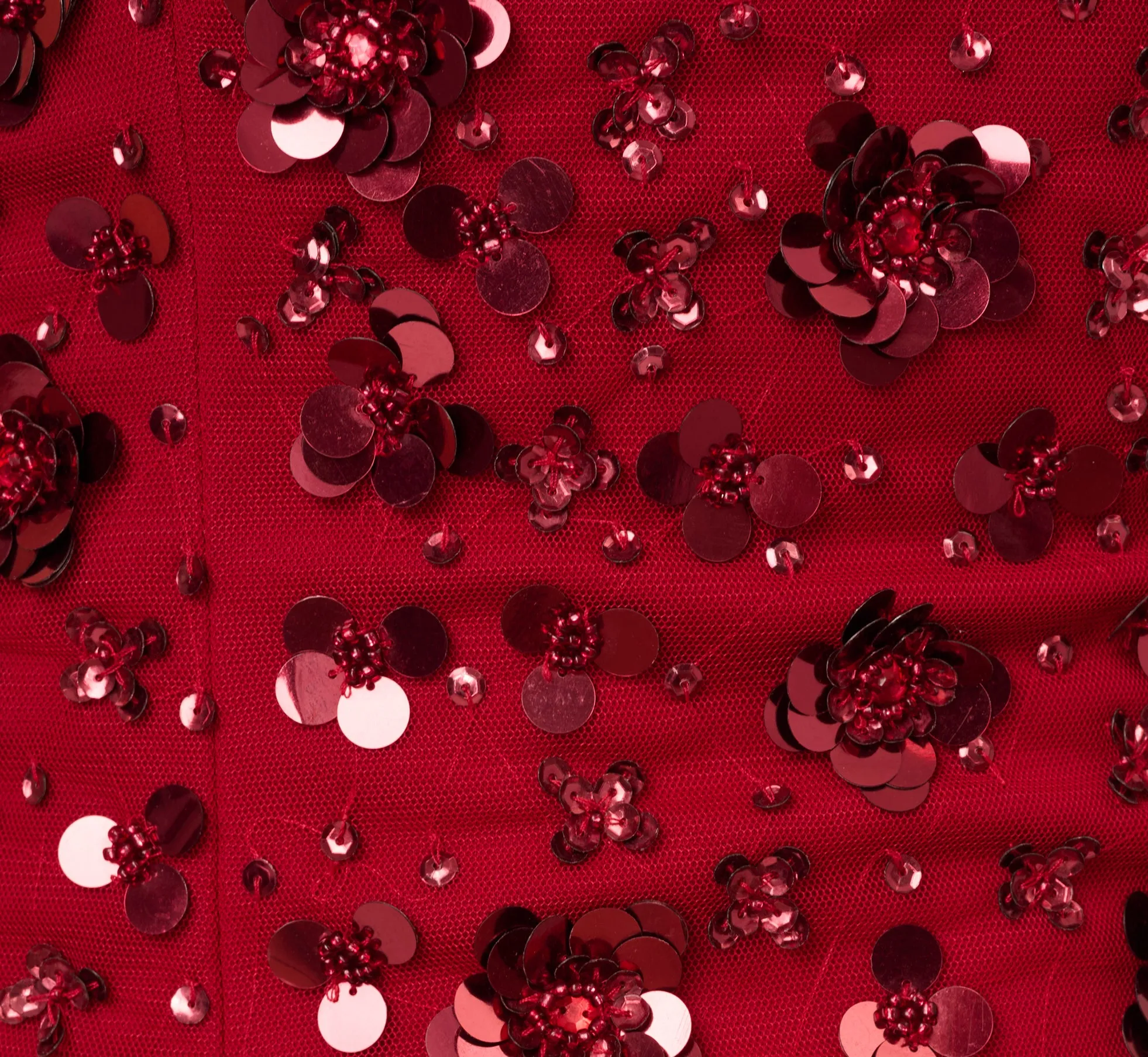 Off Shoulder Dress With Floral Embellishment In Cranberry