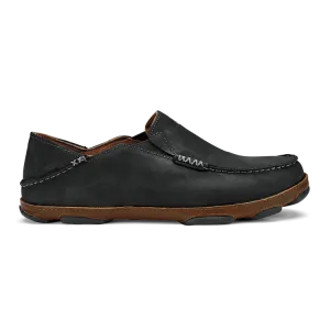 OluKai Mens Moloā Leather Shoes - Black / Toffee