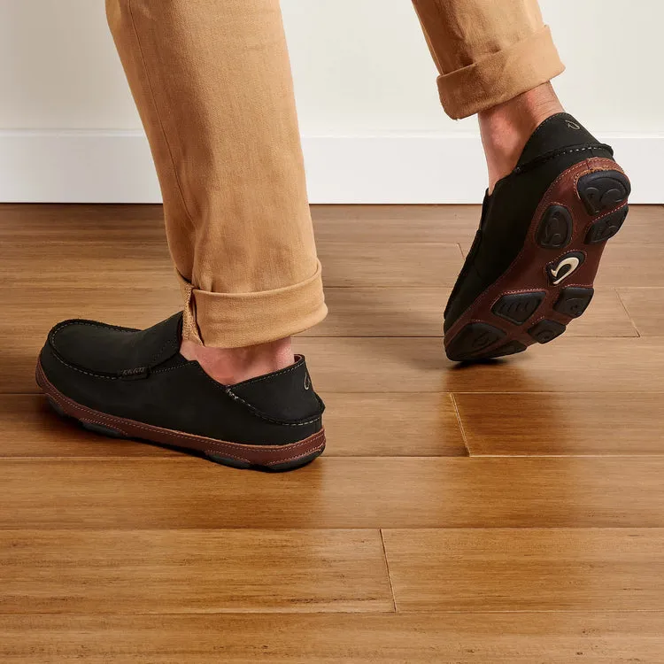 OluKai Mens Moloā Leather Shoes - Black / Toffee