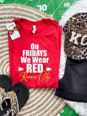 On Friday's We Wear Red Red Graphic Tee