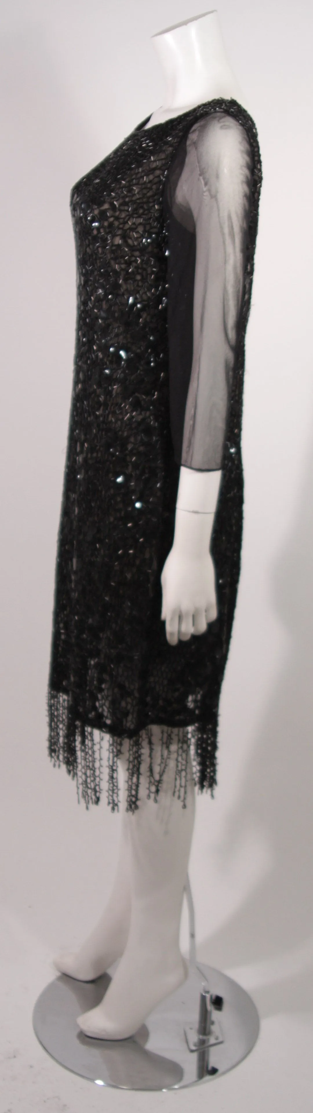 OSCAR DE LA RENTA Black Sequin Cocktail Dress Size 12