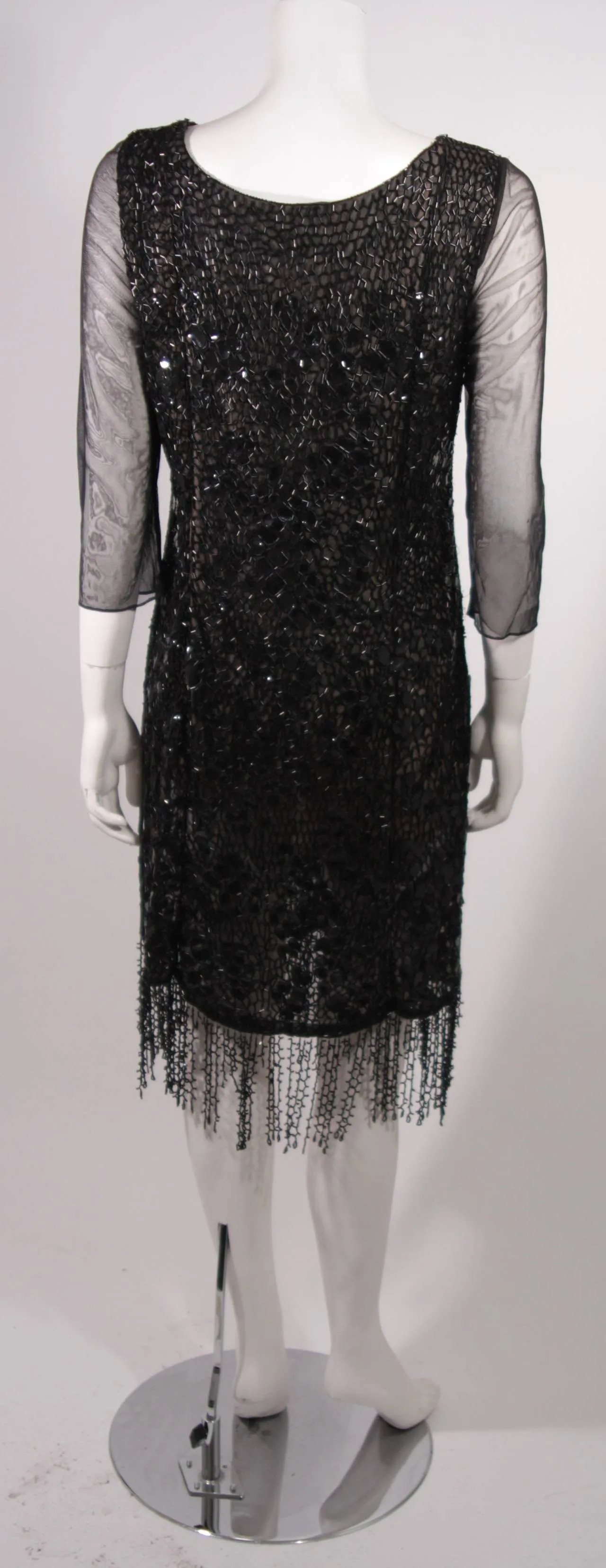 OSCAR DE LA RENTA Black Sequin Cocktail Dress Size 12