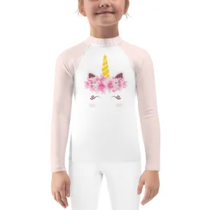 Pink Unicorn Face - Kids Rash Guard