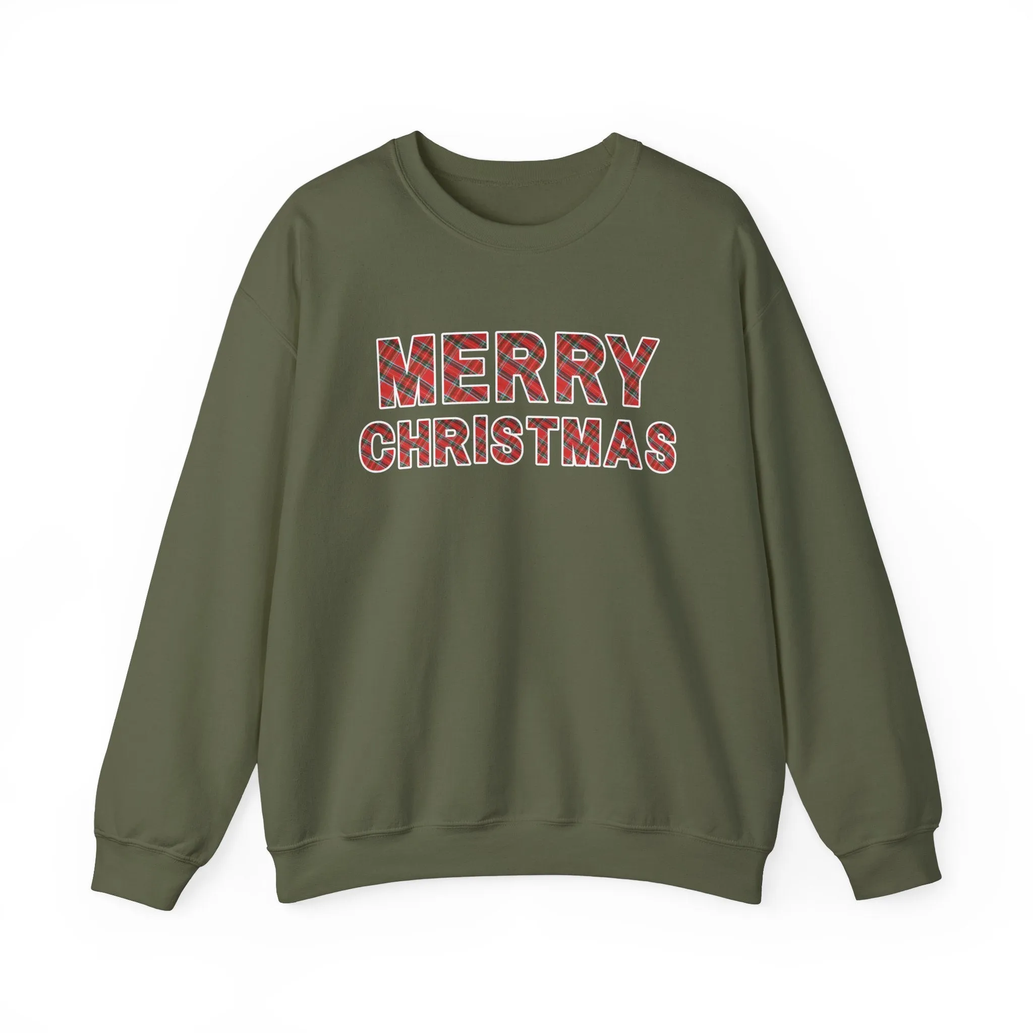 Plaid Print  Merry Christmas Women's Graphic Sweatshirt