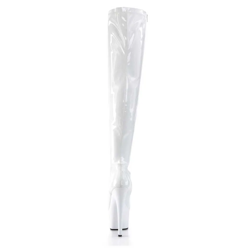 Pleaser Shoes Adore-3000 7" Plain Stretch Platform Thigh Boot Side Zip