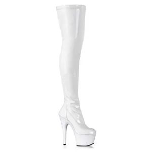 Pleaser Shoes Adore-3000 7" Plain Stretch Platform Thigh Boot Side Zip
