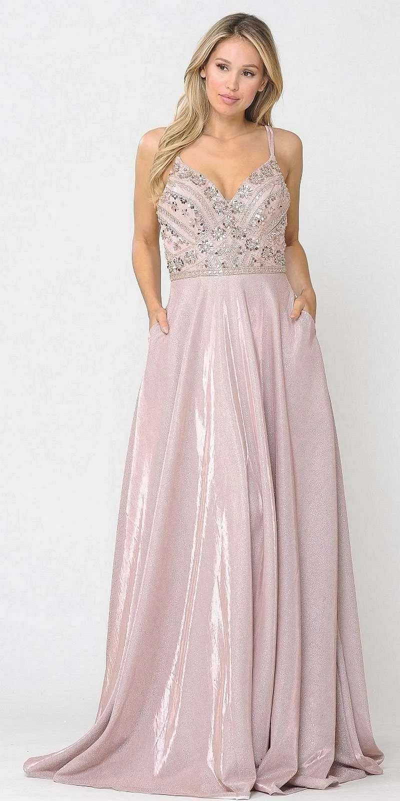 Poly USA 8414 Embellished Long Prom Dress with Pockets
