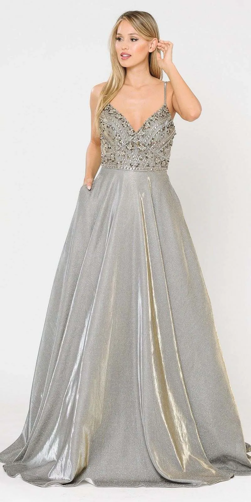 Poly USA 8414 Embellished Long Prom Dress with Pockets