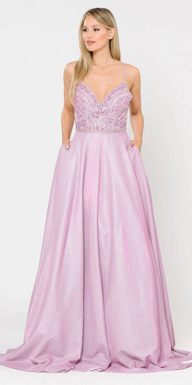 Poly USA 8414 Embellished Long Prom Dress with Pockets