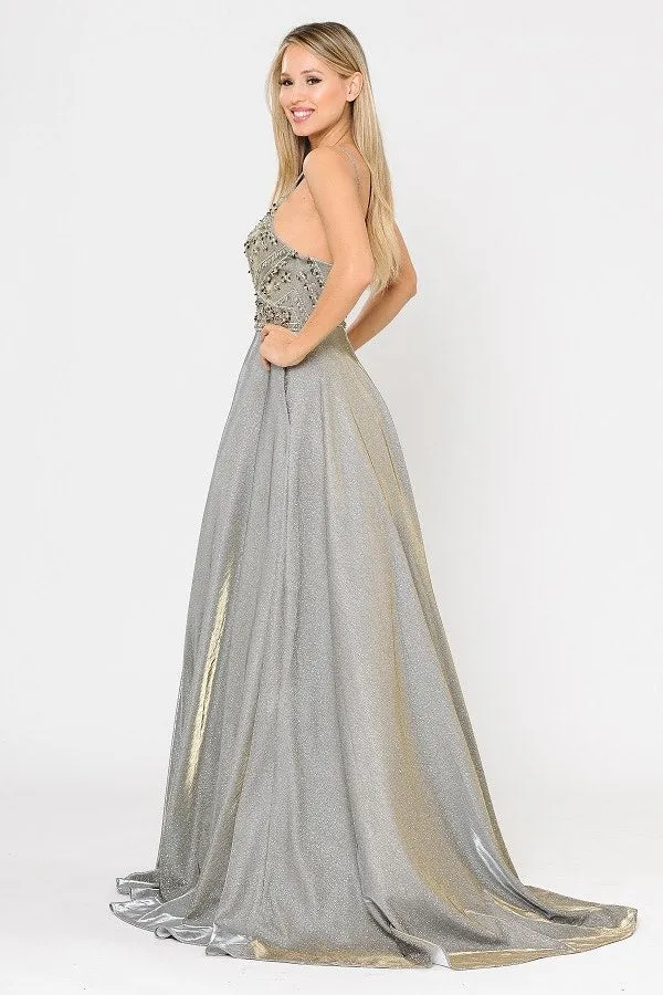 Poly USA 8414 Embellished Long Prom Dress with Pockets