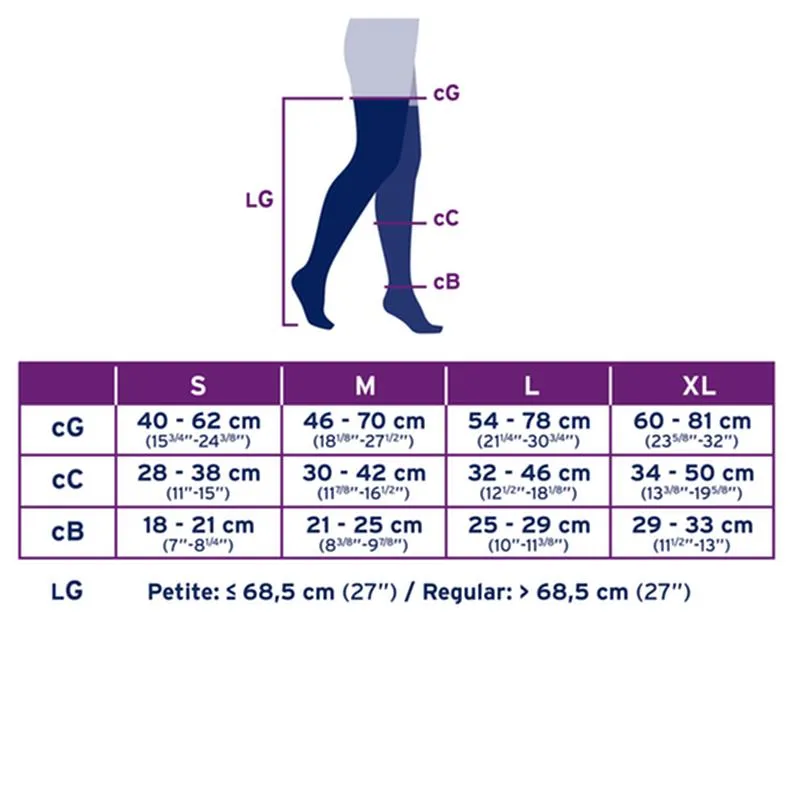 PR/1 JOBST ULTRASHEER WOMEN, THIGH HIGH PETITE W/SIL LACE BAND, 20-30MMHG, LG, NATURAL, CLOSED TOE