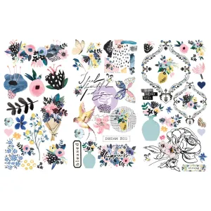 Prima - Spring Abstract Collection - Rub-ons 6x12 x 3 sheets