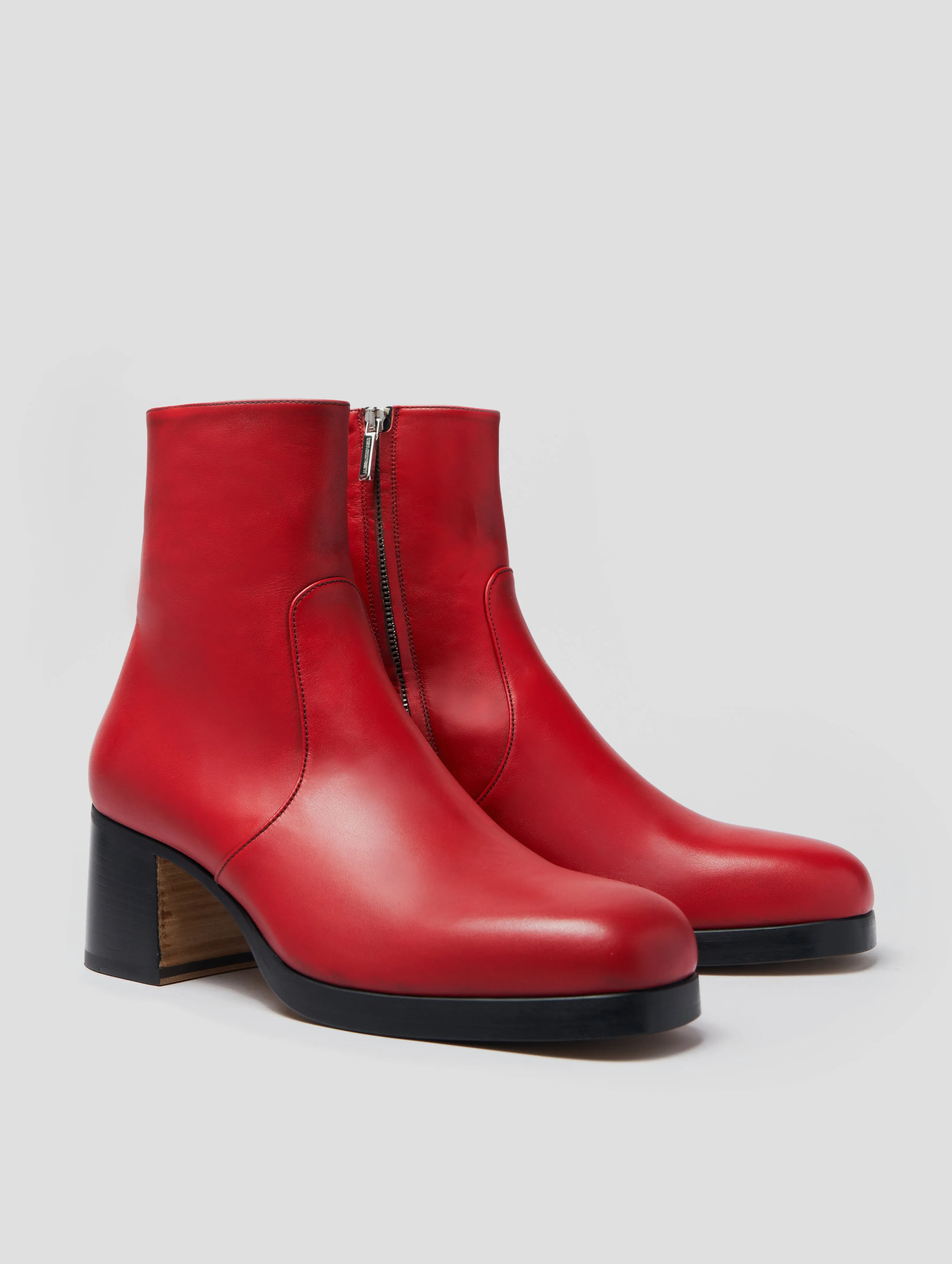 RAOUL 70MM PLATFORM BOOT IN RED CALFSKIN