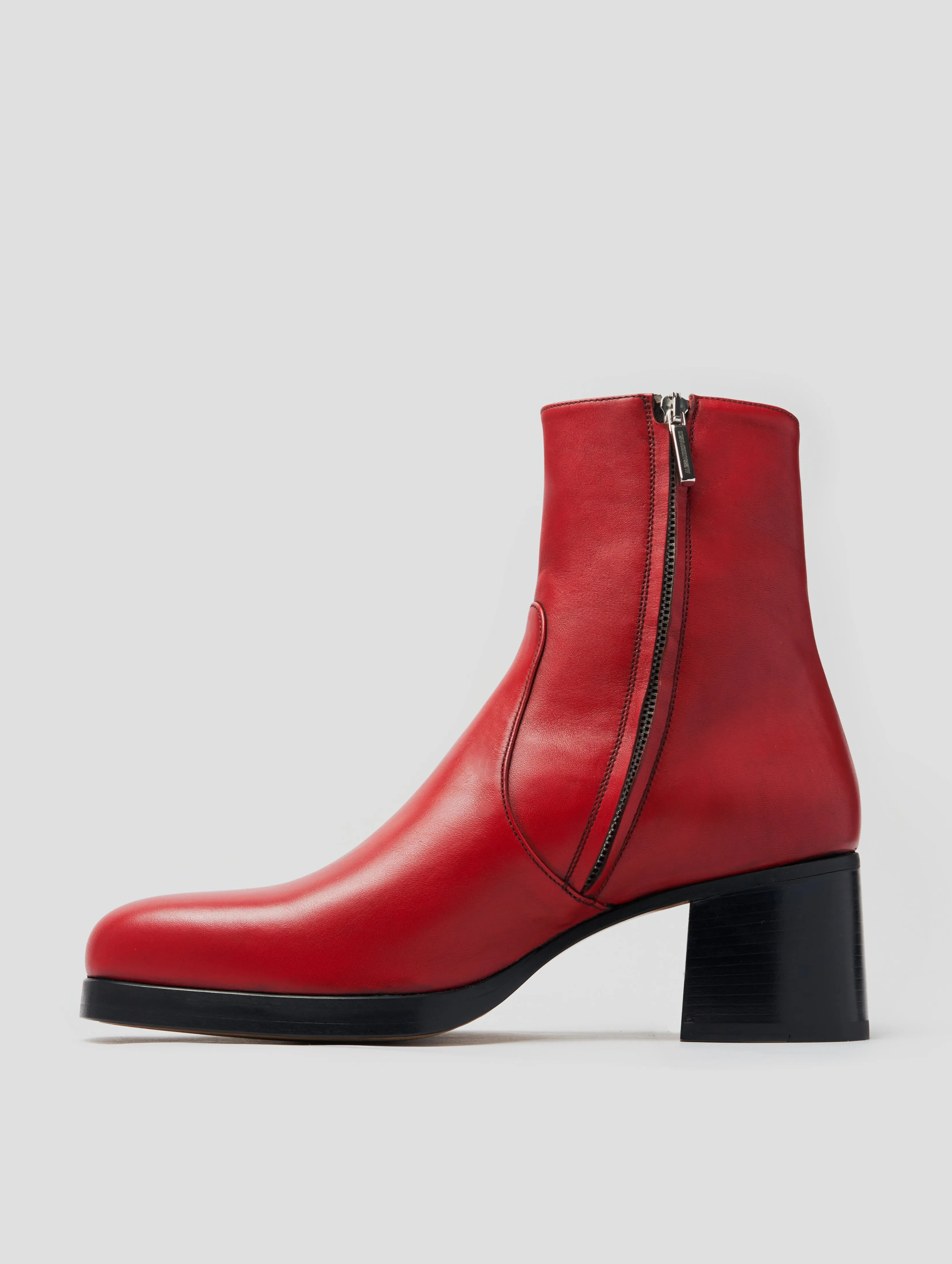 RAOUL 70MM PLATFORM BOOT IN RED CALFSKIN