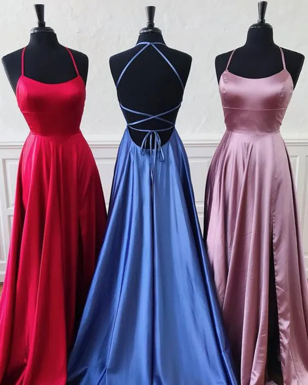 Real Photo Simple Prom Dresses with Spaghetti Straps Long Prom Party Gowns 2019