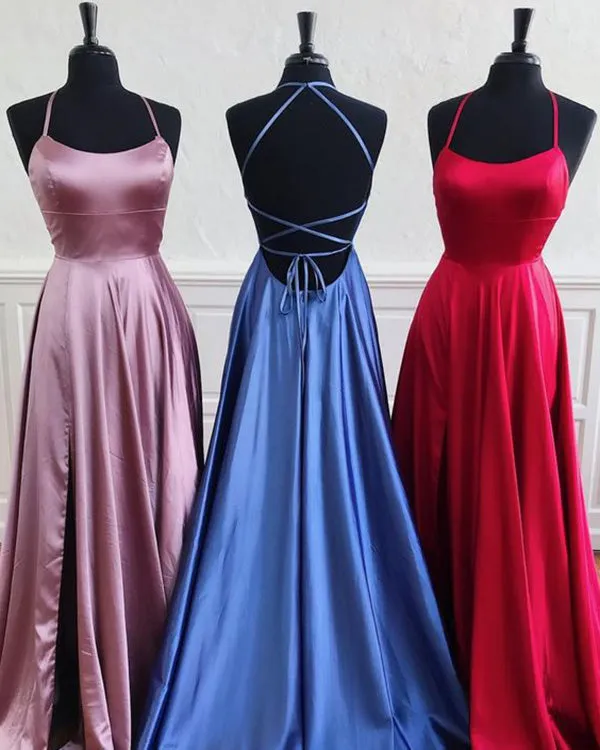 Real Photo Simple Prom Dresses with Spaghetti Straps Long Prom Party Gowns 2019