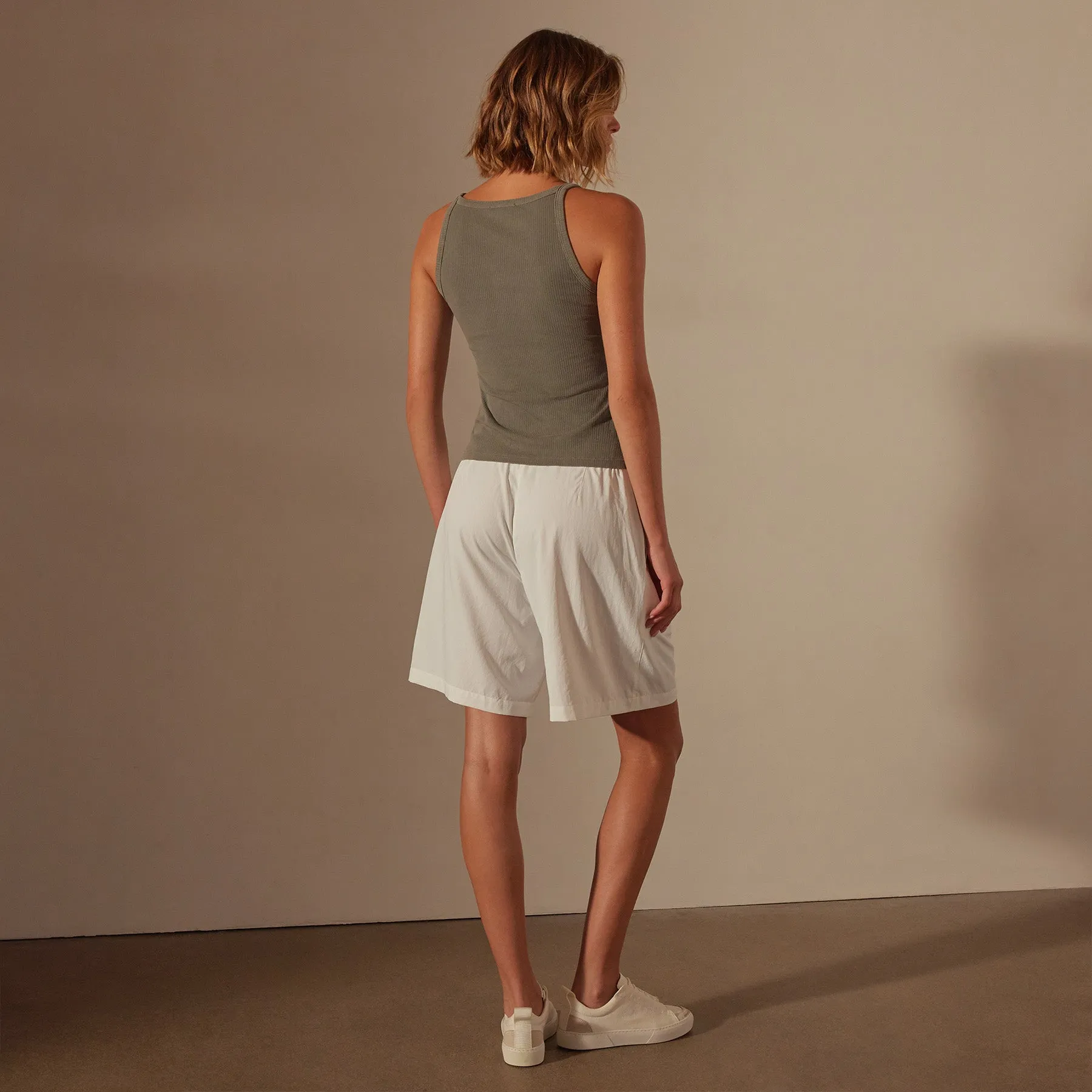 Ribbed High Neck Cami - Palm Pigment