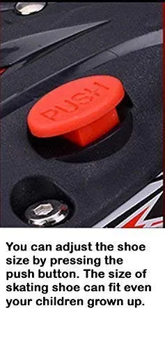 RIVET ENTERPRISE Red Inline Skates Size Adjustable All PU Wheels with Aluminum-Alloy, LED Flash Light, Age Group 6-14 Years