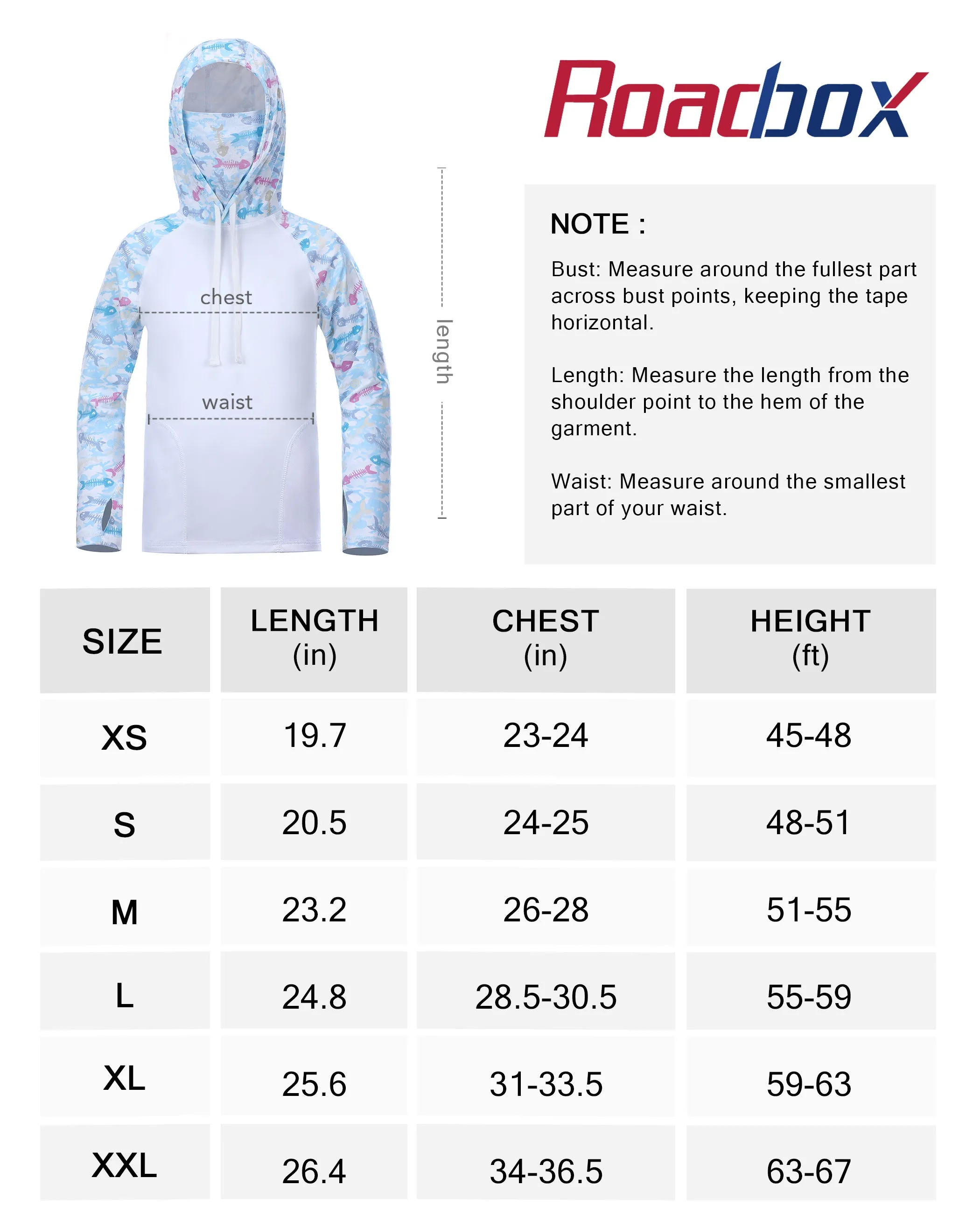 Roadbox Sun Shirts for Kids - Long Sleeve UPF50  Sun Protection Shirts Hooded Swimsuits for Kids Fishing Surfing Hiking Outdoor Sports