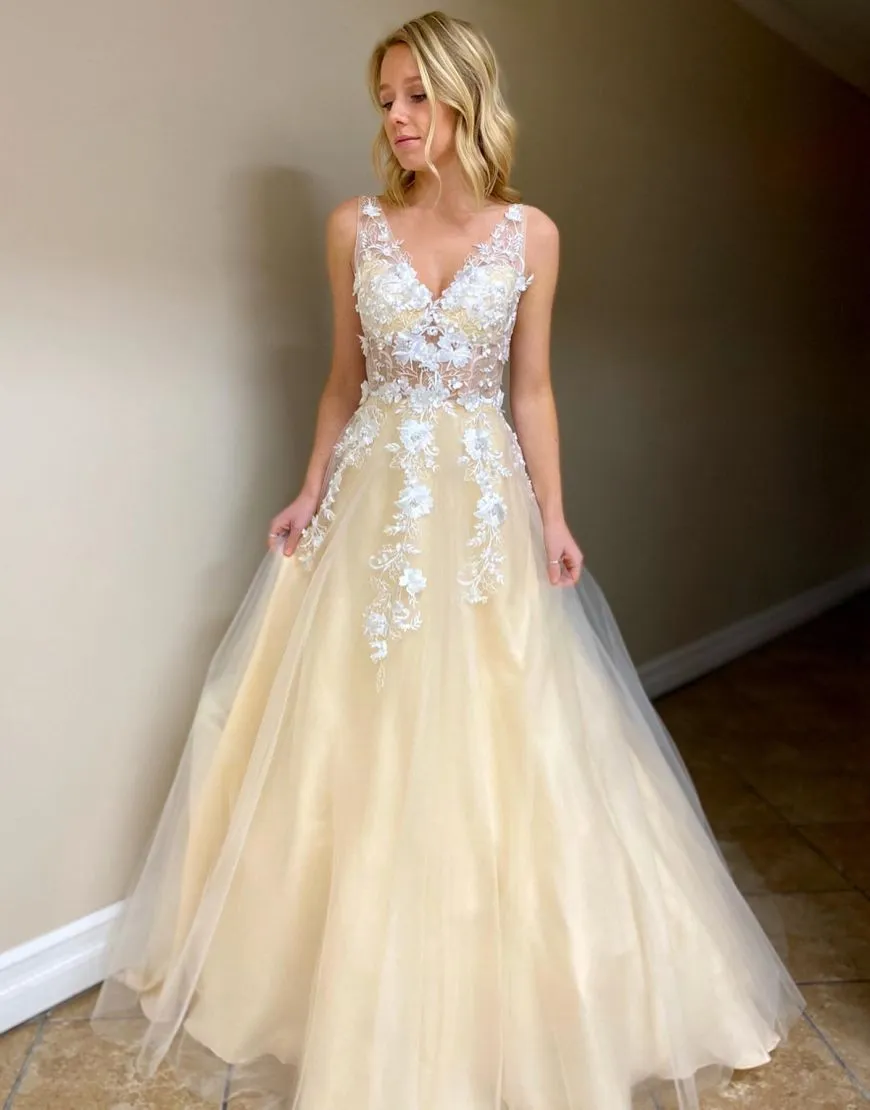 Roycebridal Jemma | A-Line Floor Length Prom Evening Dress With Appliques
