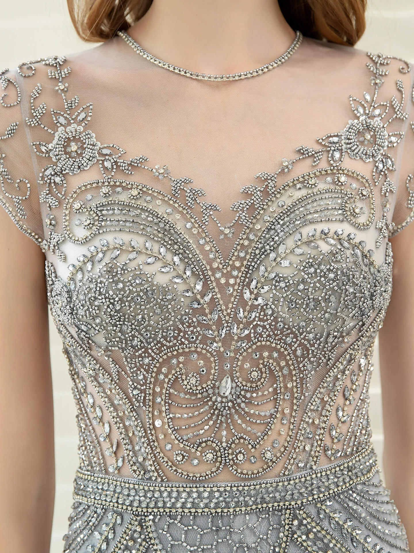 Roycebridal Mermaid / Trumpet Luxurious Glittering Fairy Sexy Formal Evening Dresses Short Sleeves