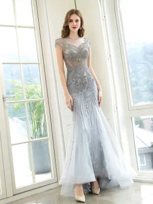 Roycebridal Mermaid / Trumpet Luxurious Glittering Fairy Sexy Formal Evening Dresses Short Sleeves
