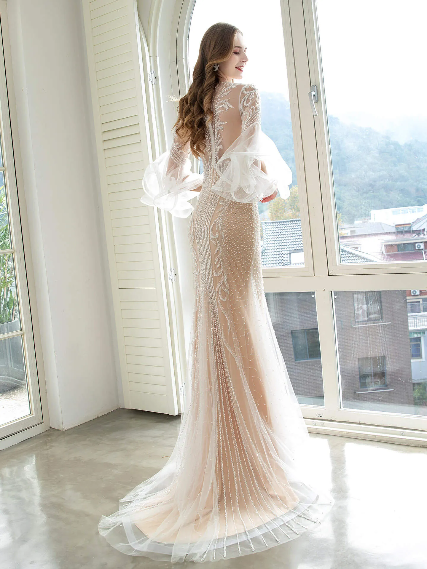 Roycebridal Mermaid / Trumpet Luxurious Sexy Engagement Formal Evening Dress Long Sleeves