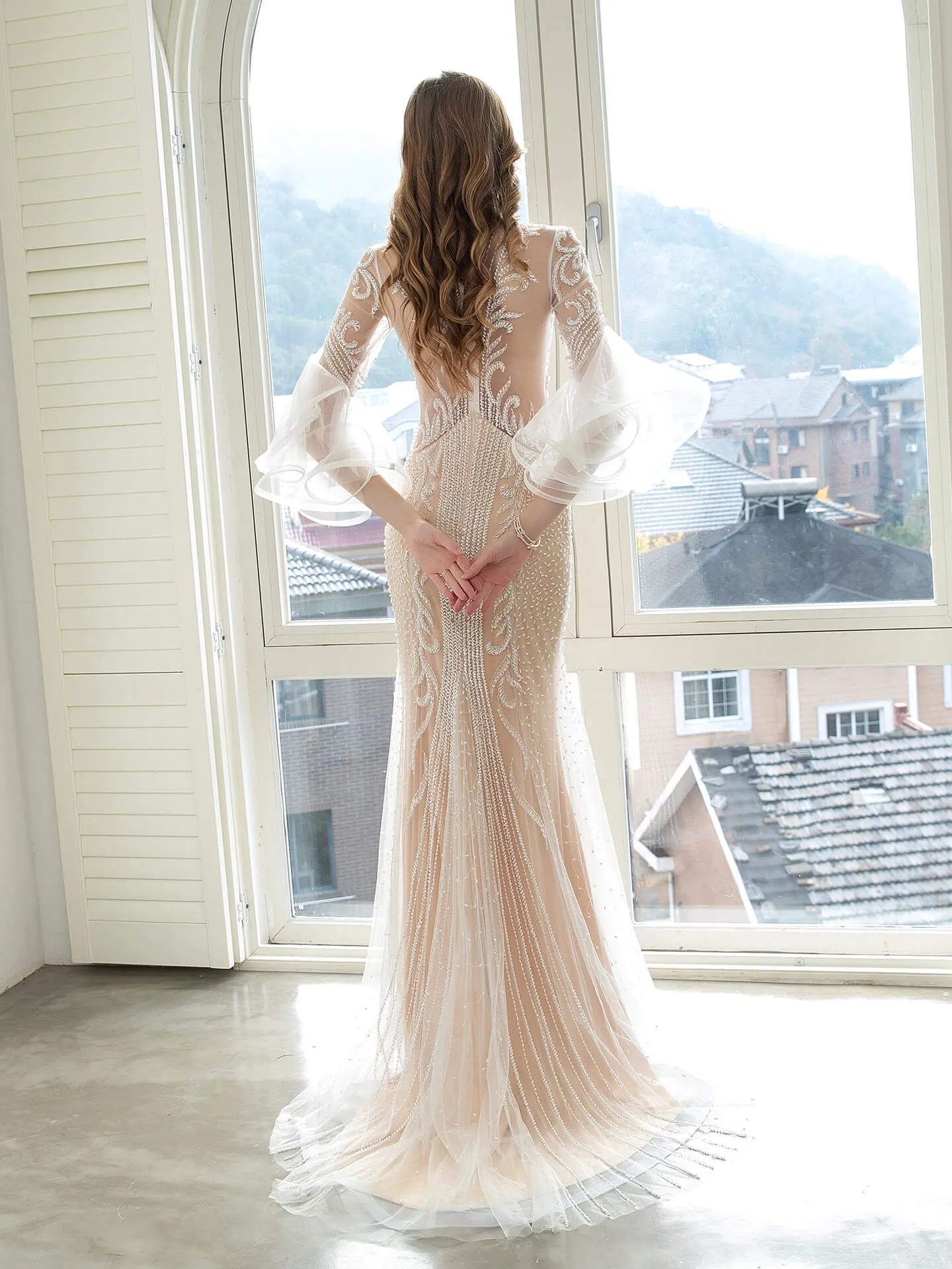 Roycebridal Mermaid / Trumpet Luxurious Sexy Engagement Formal Evening Dress Long Sleeves