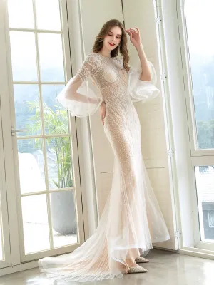 Roycebridal Mermaid / Trumpet Luxurious Sexy Engagement Formal Evening Dress Long Sleeves