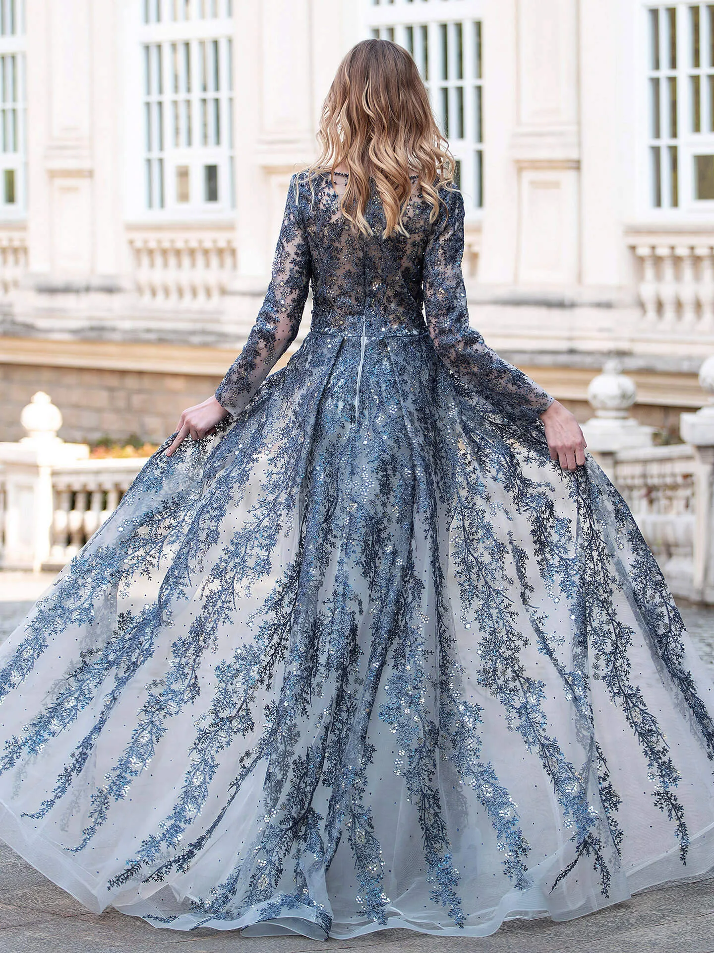 Roycebridal Mermaid / Trumpet V-neck Fashion Formal Evening Dresses Long Sleeve Floor Length Prom Dresses