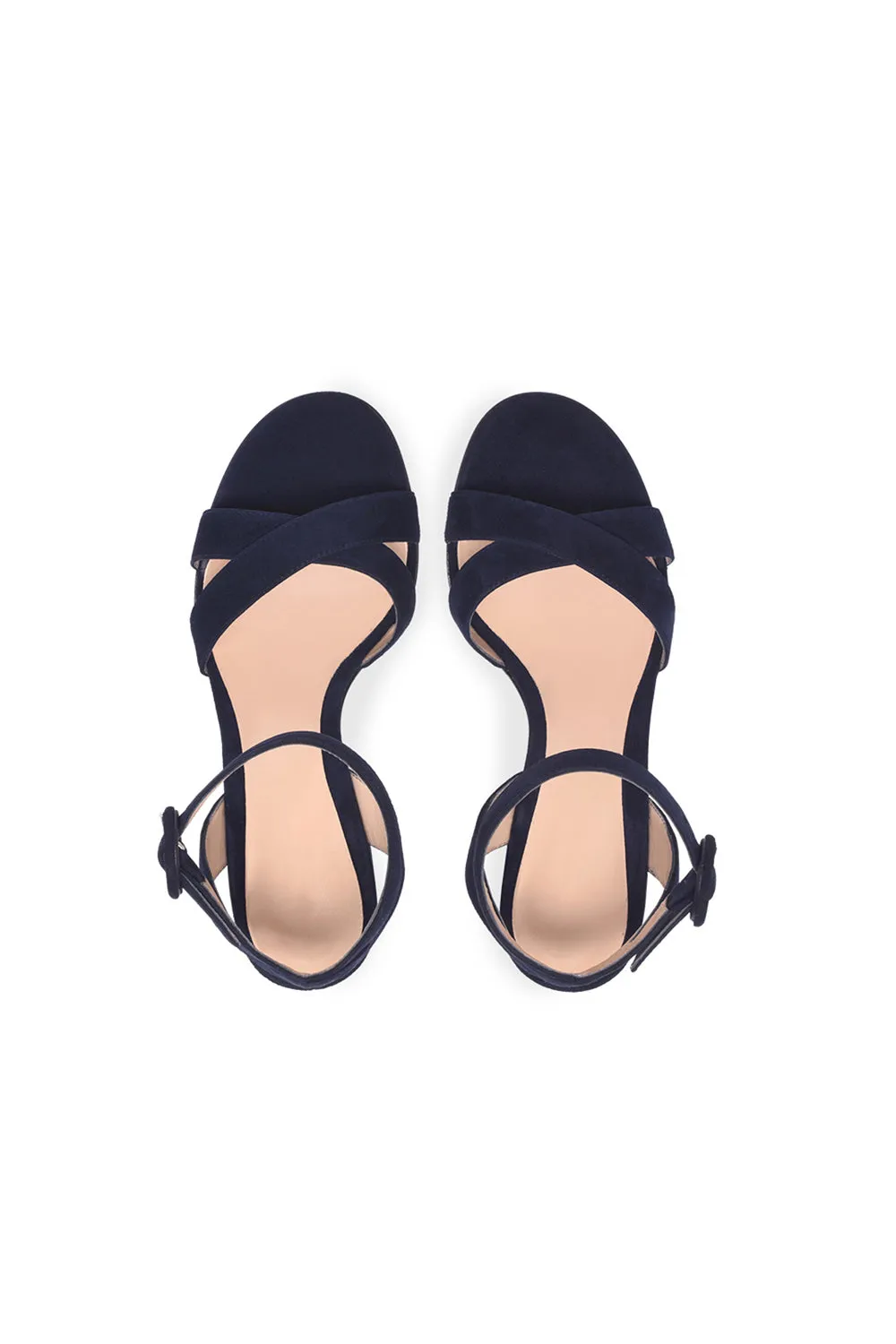 Roycebridal Party Suede Peep Toe Chunky Heel Shoes With Buckle Ankle Strap