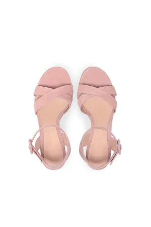 Roycebridal Party Suede Peep Toe Chunky Heel Shoes With Buckle Ankle Strap