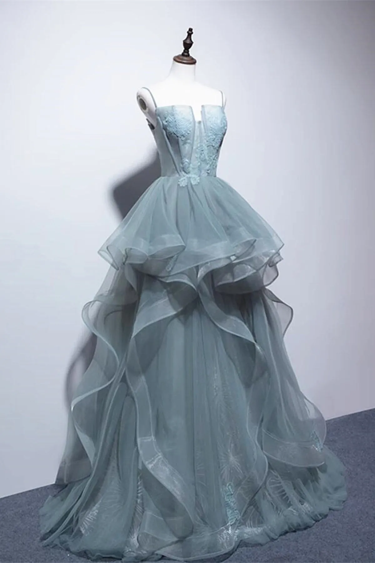 Roycebridal Roycebridal Green Lace Long Prom Dresses, Green Lace Long Formal Evening Dresses