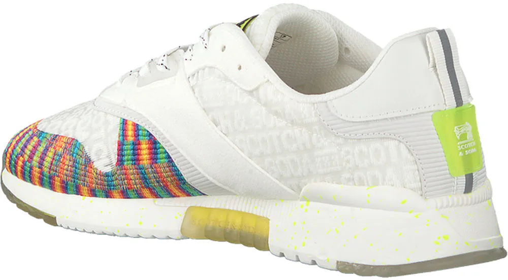 SCOTCH & SODA Men's Vivex Sneakers, White Rainbox Mix, 7.5