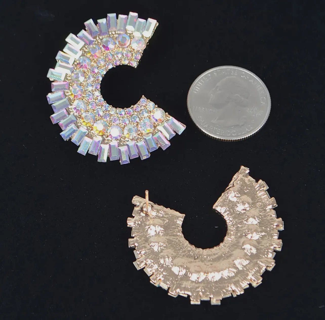Semi-C Rhinestone Earrings