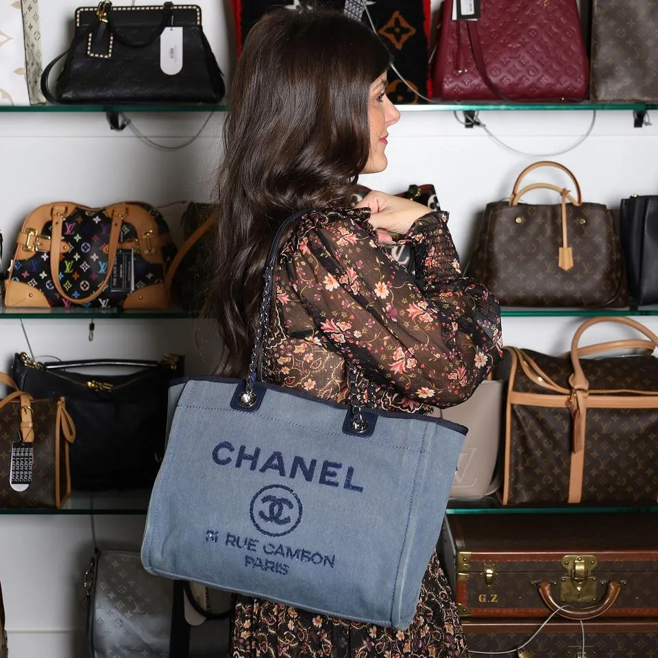 Sequin Canvas Leather Deauville Tote