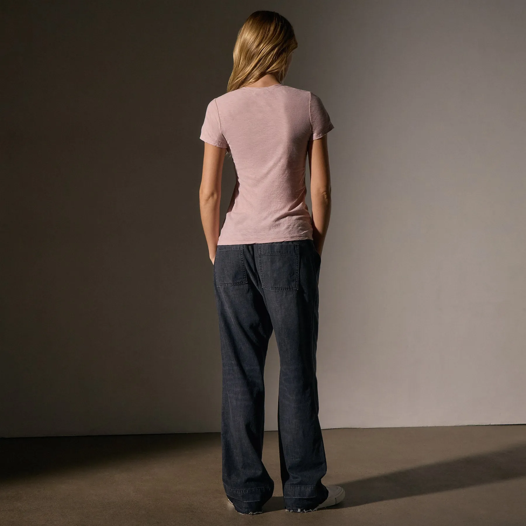 Sheer Slub Casual V Neck - Degas
