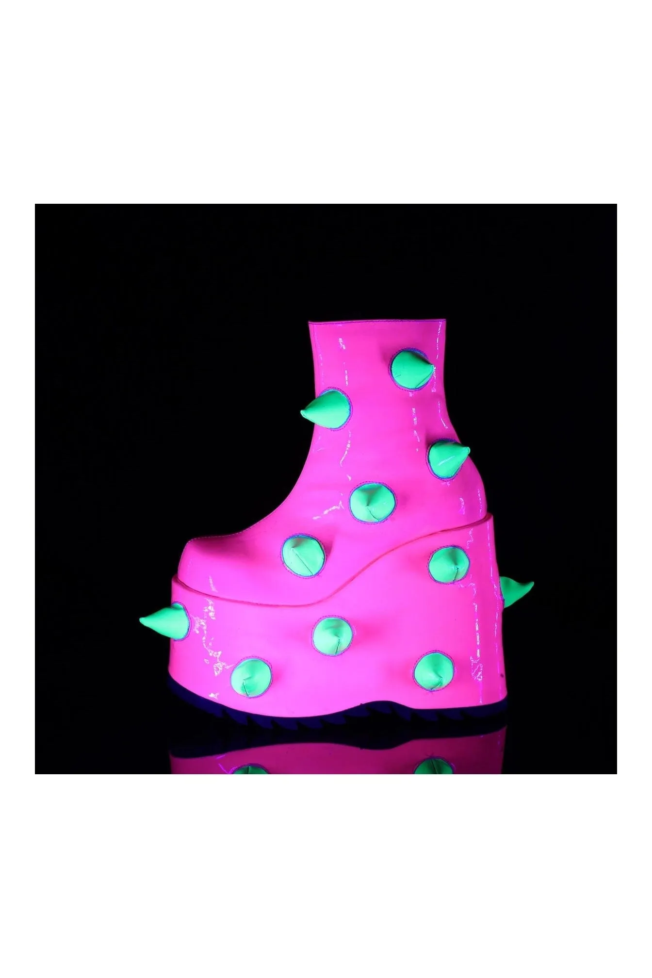 SLAY-77 Pink Hologram Patent Ankle Boot
