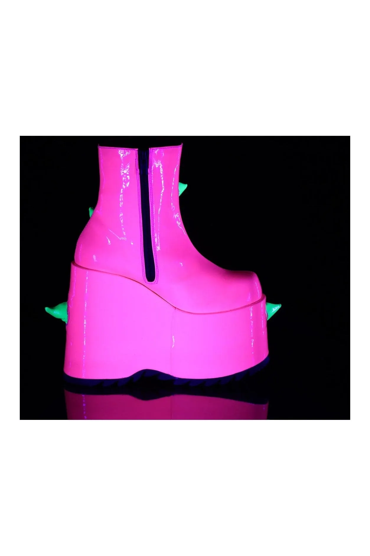 SLAY-77 Pink Hologram Patent Ankle Boot