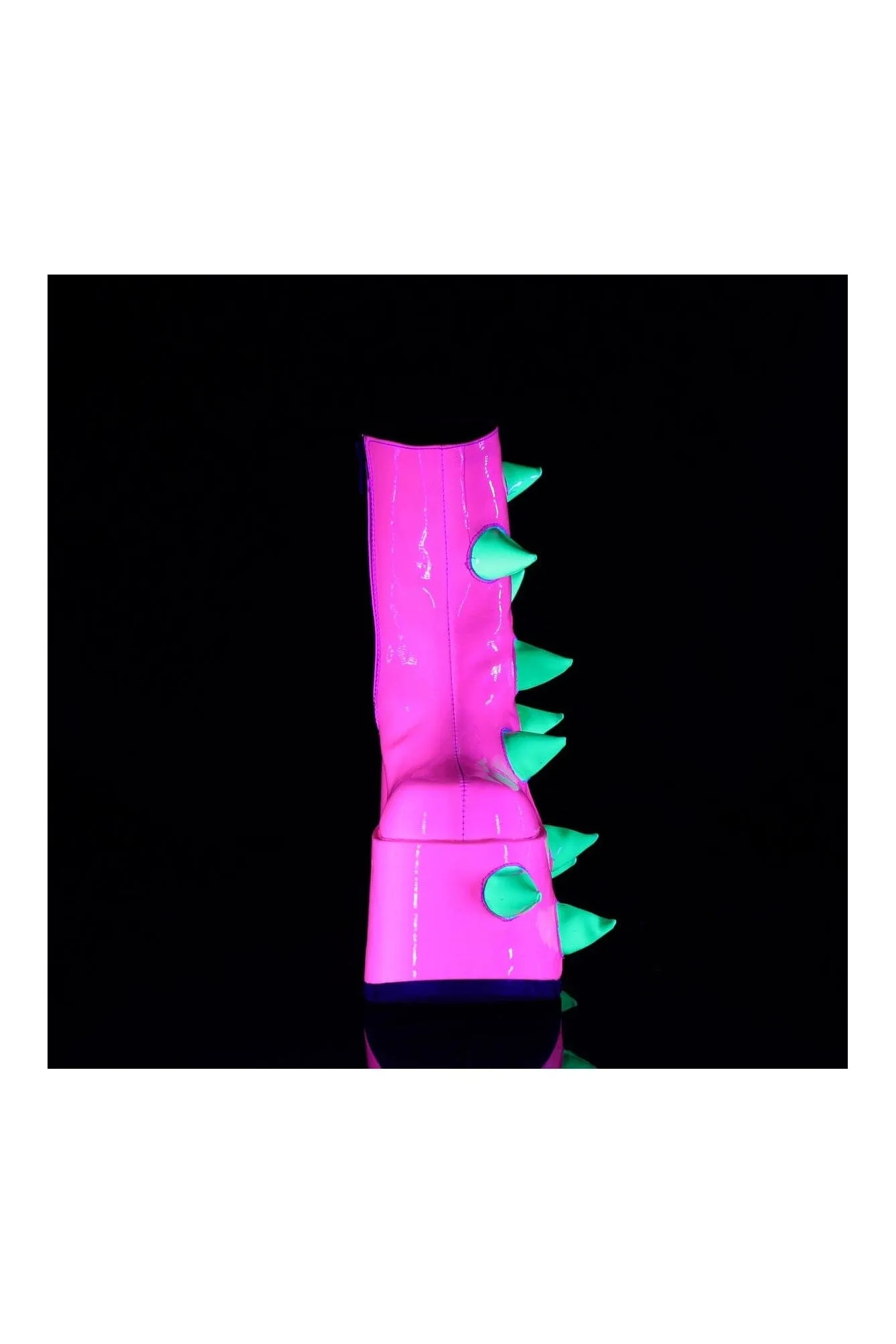 SLAY-77 Pink Hologram Patent Ankle Boot