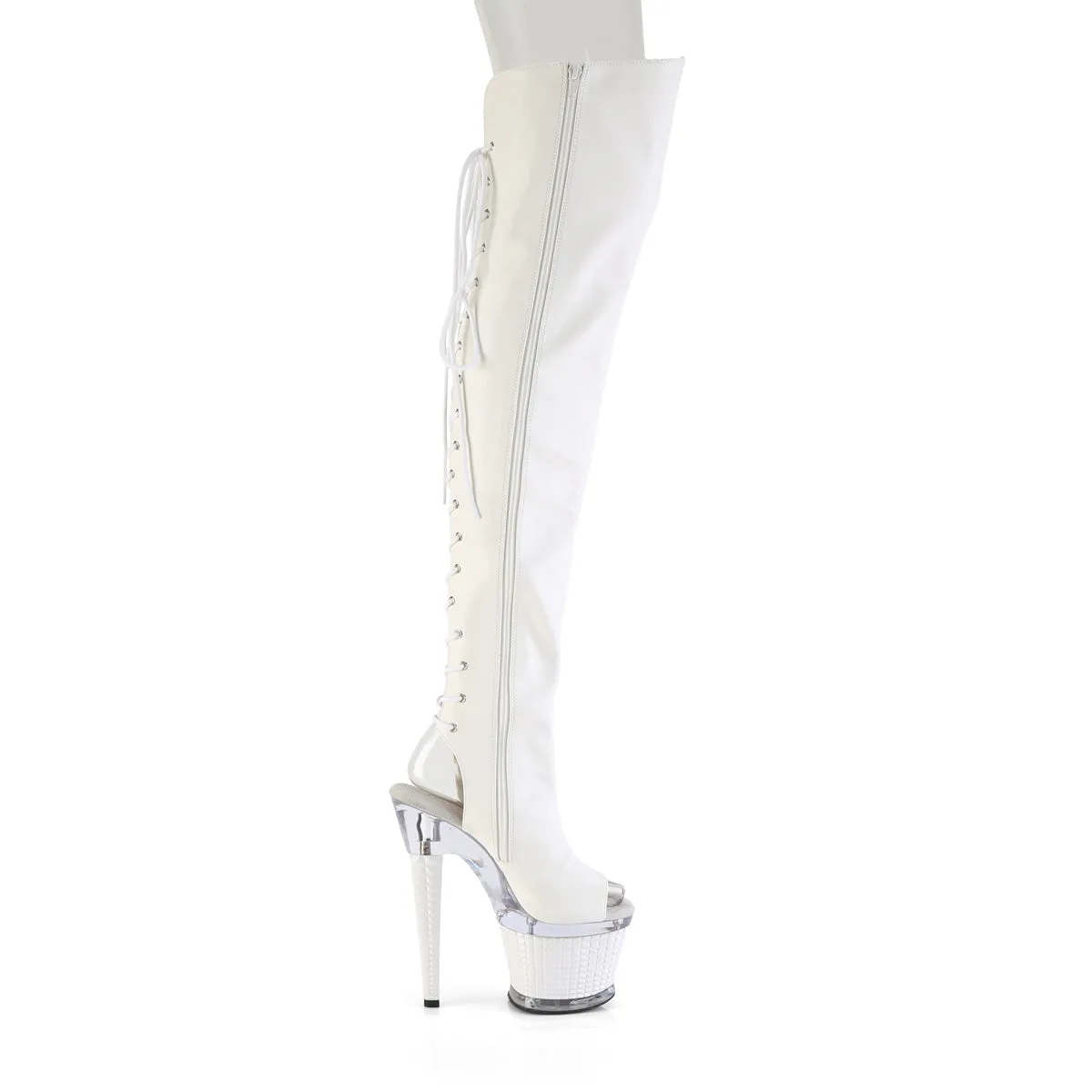 SPECTATOR-3030  White Faux Leather/Clear-White Matte