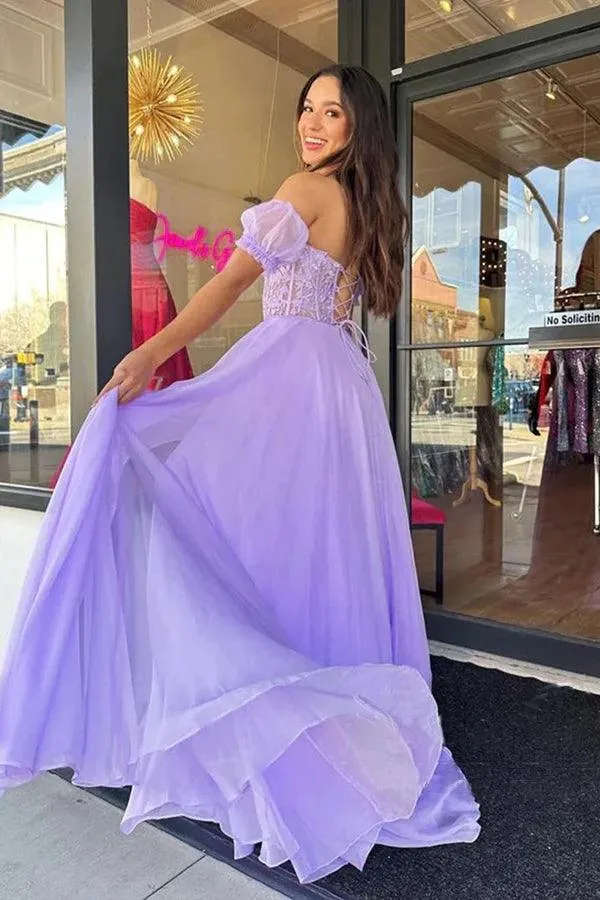 Strapless Lilac Tulle Long Evening Dress A-Line Floor Length Prom Dress TP1202