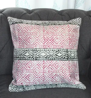 Subtle Distressed Pink and Black Canvas Throw Cushion Cover
