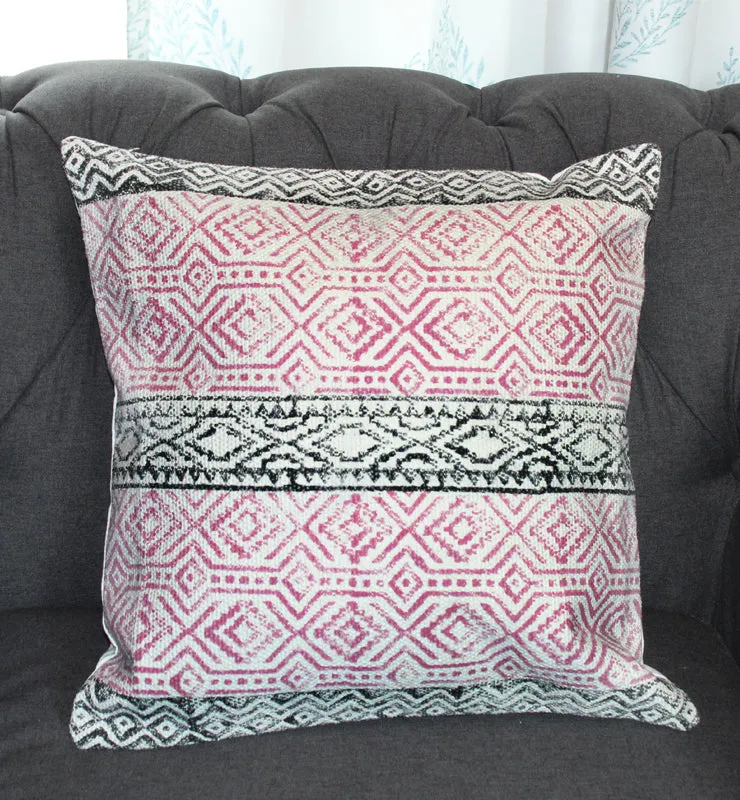 Subtle Distressed Pink and Black Canvas Throw Cushion Cover