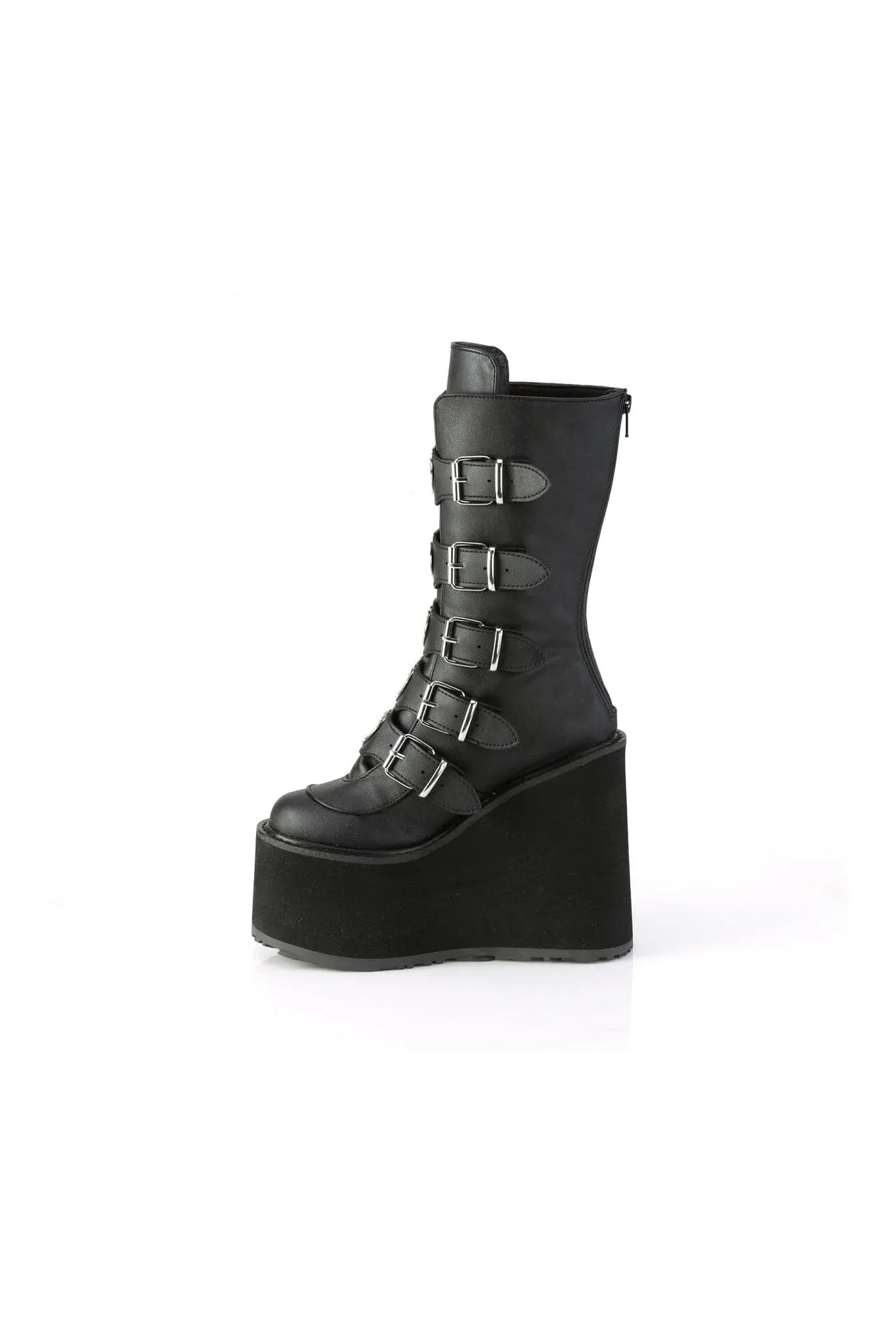 SWING-230 Black Vegan Leather Knee Boot